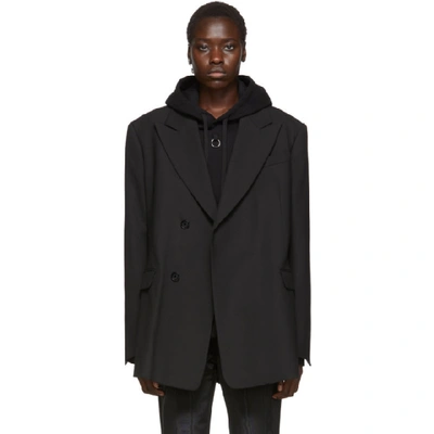 Shop Raf Simons Black Oversized Blazer In 00099 Black