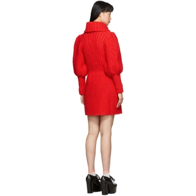 Shop Gucci Red Knit V-neck Dress In 6460 Red