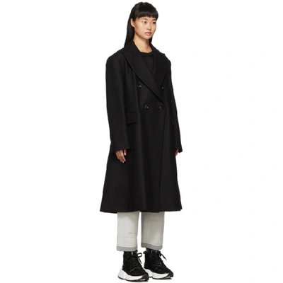 Shop Mm6 Maison Margiela Black Wool Double-breasted Coat In 900 Black