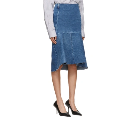 Shop Balenciaga Blue Denim Godet Skirt In 9018 Md Blu