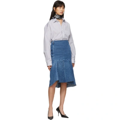 Shop Balenciaga Blue Denim Godet Skirt In 9018 Md Blu