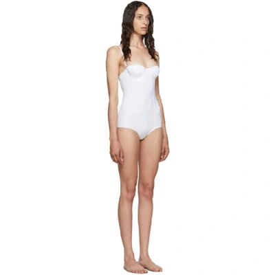 Shop Dolce & Gabbana Dolce And Gabbana White Cup One-piece Swimsuit In W0800 White