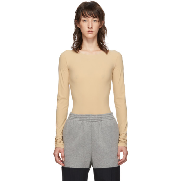beige long sleeve bodysuit