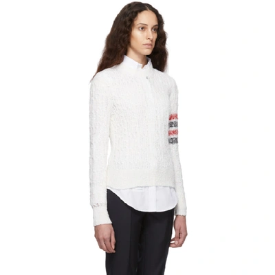 Shop Thom Browne White Open Stitch 4-bar Sweater In 100 White