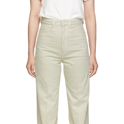 Shop Lemaire Off-white Denim Jeans In 001 Chalk