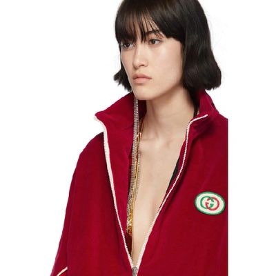 Shop Gucci Red Chenille Track Jacket In 6432 Red