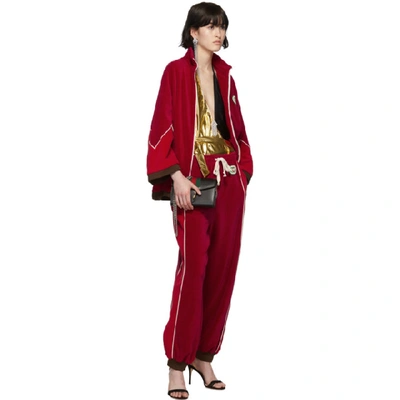 Shop Gucci Red Chenille Track Jacket In 6432 Red