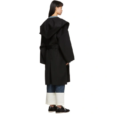 Shop Loewe Black Hooded Coat In 1100 Black
