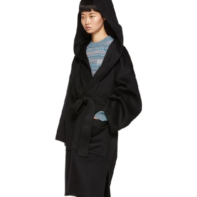 Shop Loewe Black Hooded Coat In 1100 Black