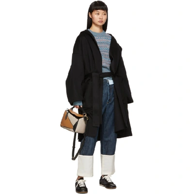 Shop Loewe Black Hooded Coat In 1100 Black