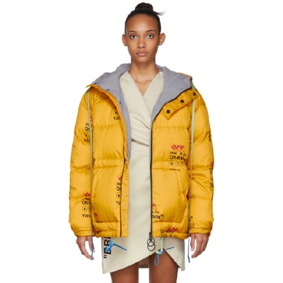 Shop Off-white Yellow Down Industrial Zipped Puffer Jacket