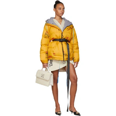 Shop Off-white Yellow Down Industrial Zipped Puffer Jacket