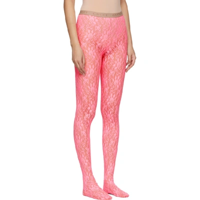 Shop Gucci Pink Lace Tights In 5800 Lt Pin