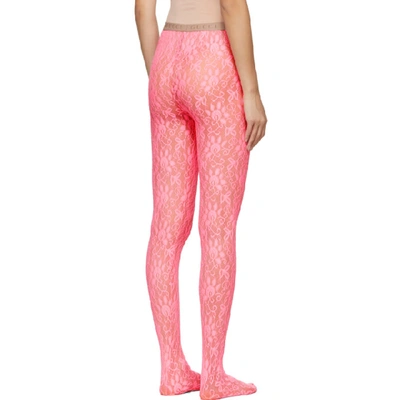 Shop Gucci Pink Lace Tights In 5800 Lt Pin