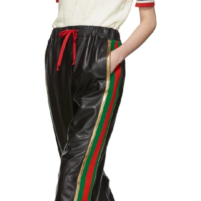 Shop Gucci Black Leather Lounge Pants In 1082 Black