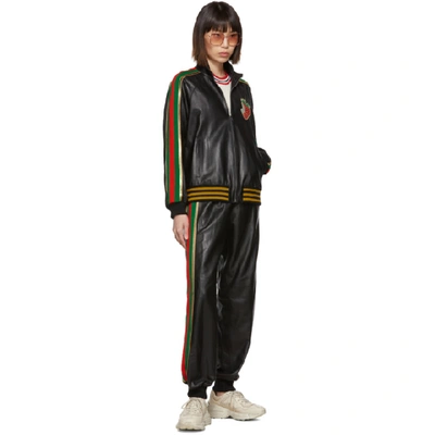 Shop Gucci Black Leather Lounge Pants In 1082 Black