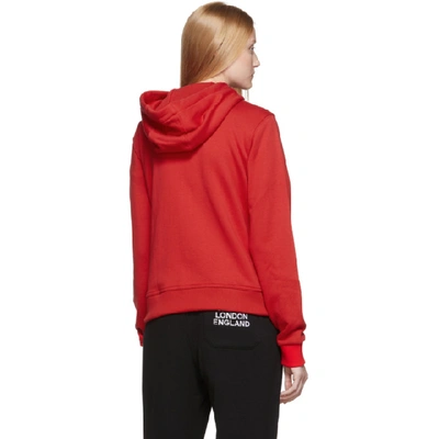 Shop Burberry Red Monogram Oversized Aubree Hoodie In Bright Red