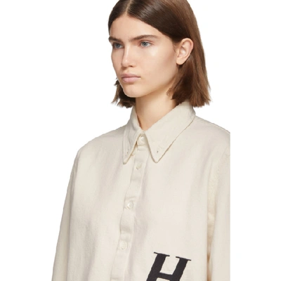 Shop Helmut Lang Off-white Masc Button-down Shirt In Ecru