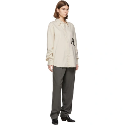 Shop Helmut Lang Off-white Masc Button-down Shirt In Ecru