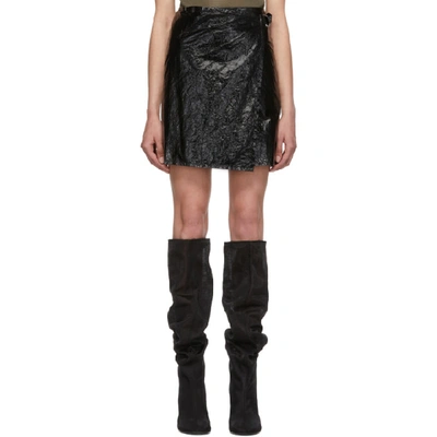 Shop Helmut Lang Black Mylar Wrap Miniskirt