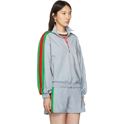 Shop Gucci Silver Reflective Zip-up Sweater In 1300 Silver