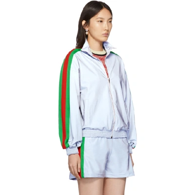 Shop Gucci Silver Reflective Zip-up Sweater In 1300 Silver