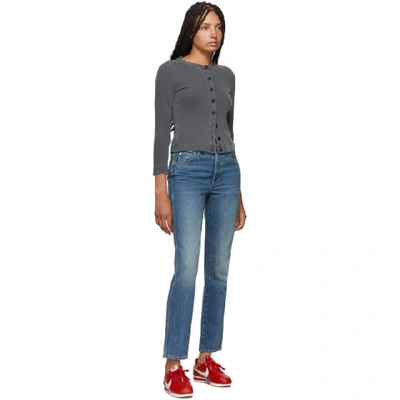 Shop Amo Blue Stella High-rise Slim Straight Jeans In 194 Med Vin