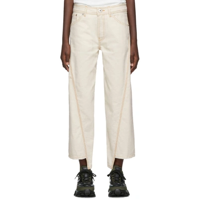 Shop Lanvin Off-white Asymmetric Jeans In 021 Cream