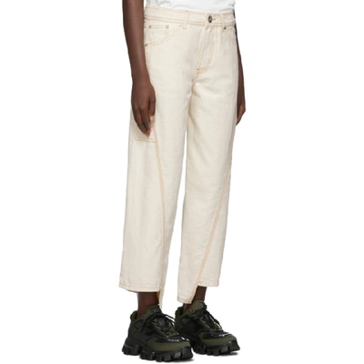 Shop Lanvin Off-white Asymmetric Jeans In 021 Cream