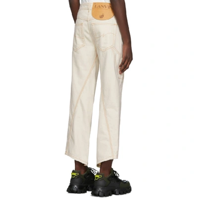 Shop Lanvin Off-white Asymmetric Jeans In 021 Cream