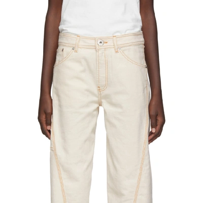 Shop Lanvin Off-white Asymmetric Jeans In 021 Cream