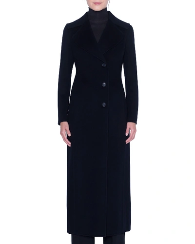 Shop Akris Cashmere Midi Length Coat In Black