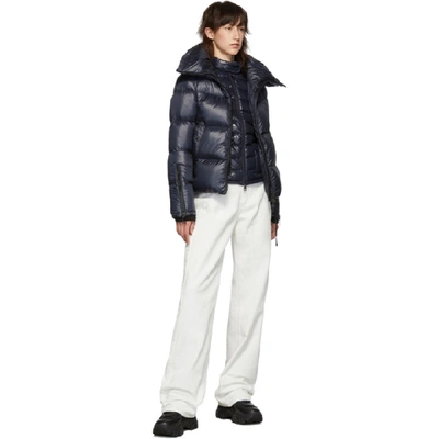 Shop Moncler Navy Down Knit Jacket In 778 Navy
