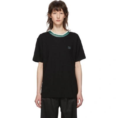 Shop Acne Studios Black Rib Collar Patch T-shirt