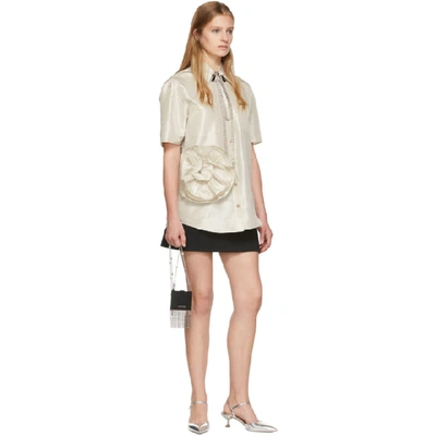 Shop Miu Miu Off-white Taffeta Rose Shirt