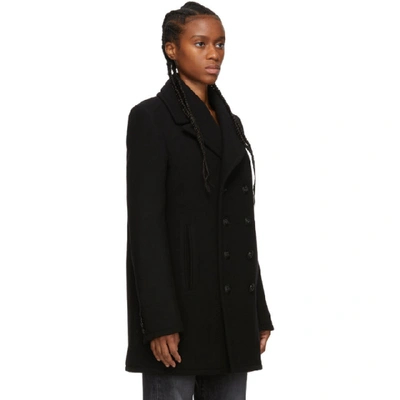 Shop Saint Laurent Black Felted Wool Classic Peacoat In 1000 Black