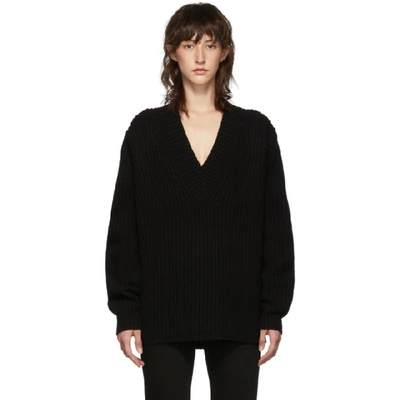 Shop Acne Studios Black Rib Knot Sweater