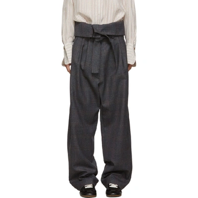 LOEWE 灰色褶裥束带长裤