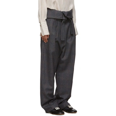 LOEWE 灰色褶裥束带长裤