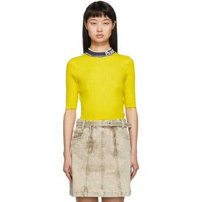 Shop Proenza Schouler Yellow And Black  White Label Knit Combo T-shirt In 10609 Yello