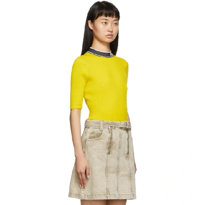 Shop Proenza Schouler Yellow And Black  White Label Knit Combo T-shirt In 10609 Yello