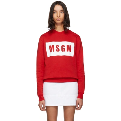 Shop Msgm Red Box Logo Sweatshirt In 18 Red