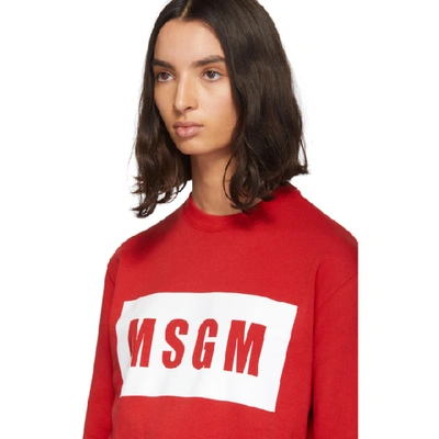 Shop Msgm Red Box Logo Sweatshirt In 18 Red