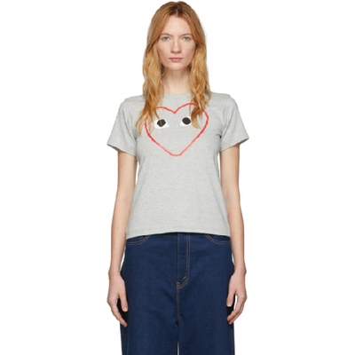 Comme Des Garçons Play Comme Des Garcons Play Grey Outline Heart T-shirt In 1 Grey