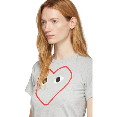 Shop Comme Des Garçons Play Comme Des Garcons Play Grey Big Heart T-shirt In 1 Grey