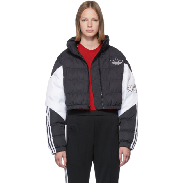 black crop puffer jacket by adidas