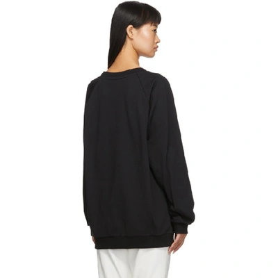 Shop Balmain Black Flocked Logo Sweatshirt In Eab Blk/wht