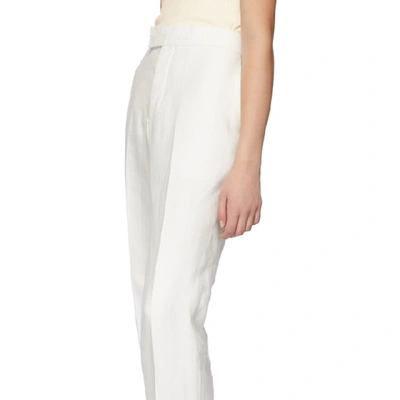 Shop Helmut Lang White Slim Linen Trousers In Natural Whi