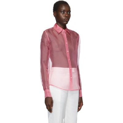 Shop Helmut Lang Pink Organza Shirt