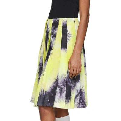 Shop Prada Green & Purple Tie-dye Skirt In Black